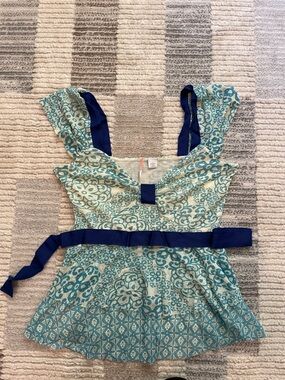 Ric RAC Blue Teal Printed Sleeveless Peplum Top